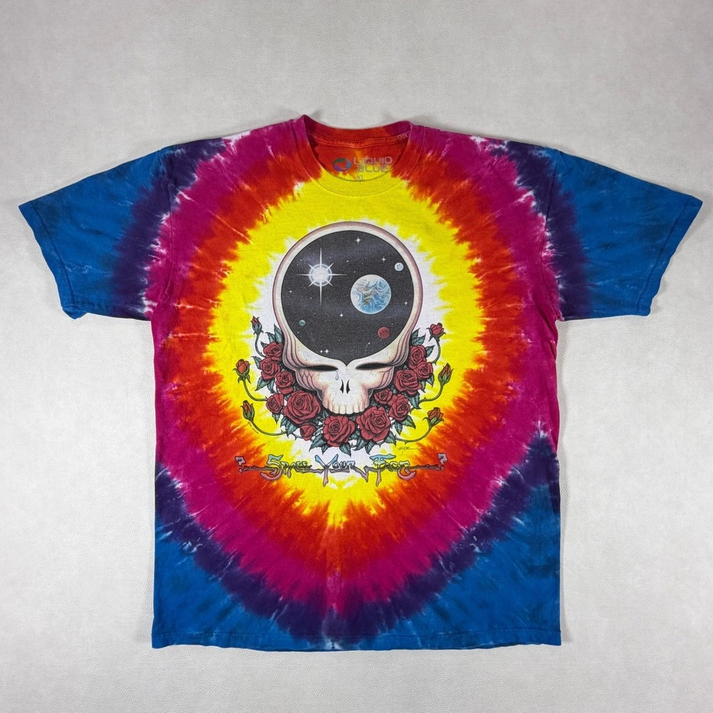 Liquid Blue Grateful Dead Space Your Face Tie Dye T-Shirt XL Mens Multicolor